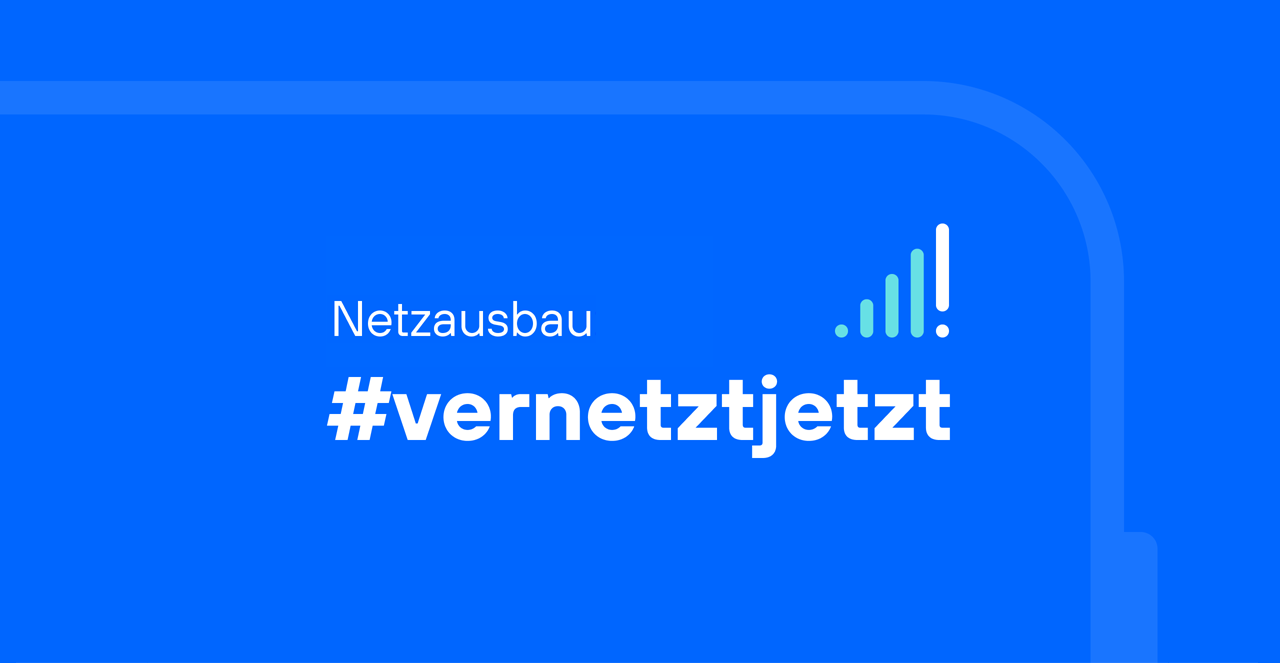 Visual mit den Worten "Netzausbau: grün, fair, schnell. #vernetztjetzt. Ein Klick öffnet die Unterseite.