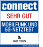 Connect Award für o2 Telefónica für Mobilfunk und 5G-Netztest mit der Note &quot;sehr gut&quot;