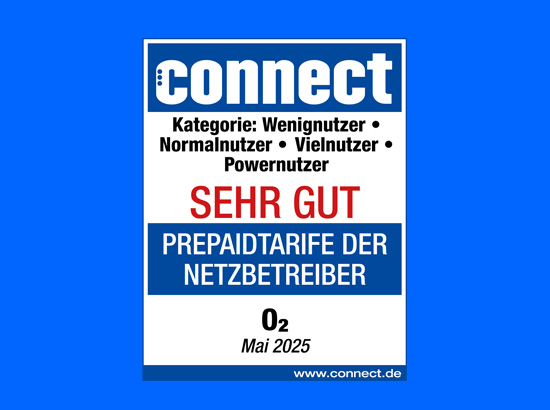 connect Award: Note Sehr gut für die o2 Prepaidtarife