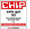 Siegel Chip Mobilfunk-Netztest: o2 5G sehr gut
