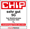 Chip Mobilfunk Auszeichnung im November 2023 mit der Note "Sehr gut" 5G