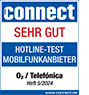 Siegel connect Hotline-Test Mobilfunkanbieter: o2 sehr gut
