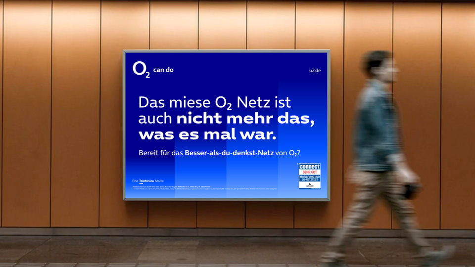Visual o2 Kampagne: Wechsle jetzt ins Besser-als-du-denkst-Netz
