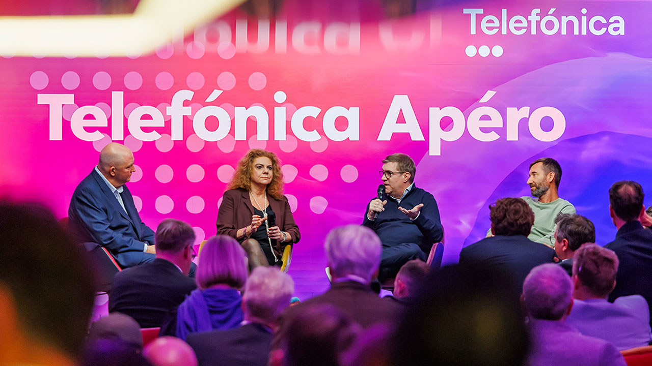 Jörg Thadeusz, Sabina Jeschke, Jörg Kablitz und Daniel Krauss beim MyWay Aperó by Telefónica. Link führt zum Flickr Album.